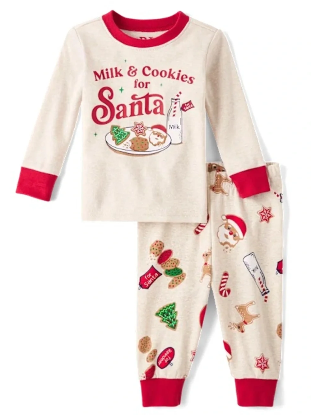 Baby And Toddler Milk And Cookies Snug Fit Cotton Pajamas - Tan